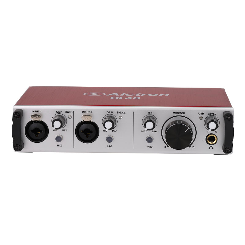 INTERFAZ DE AUDIO ALCTRON, DOBLE CANAL,  24 BITS/192 kHz, USB, COLOR ROJO