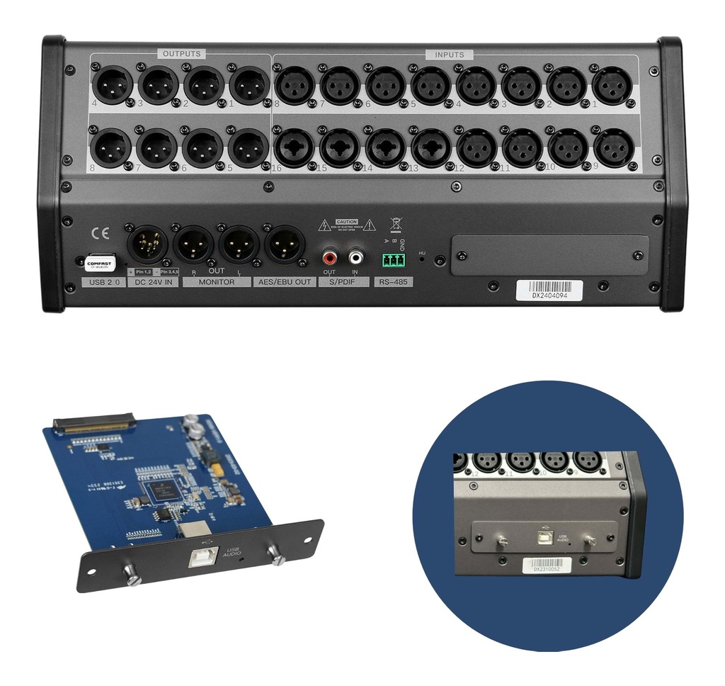 MEZCLADORA DIGITAL SOUNDKING, (CONSOLA) 16 ENTRADAS (12 XLR/LINE) (4 PLUG MON), 6 SALIDAS (2 XLR MAIN) (4 AUX), USB REC/PLAY, EQ, COMP, EFX, INTERFACE, APP CONTROL (copia)