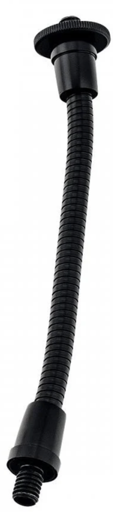 PEDESTAL DE MICROFONO ALCTRON, PARA AMPLIFICADOR O GABINETE DESDE 8 A 14 CM DE PROFUNDIDAD,  BRAZO CUELLO DE CISNE, ACERO INOXIDABLE, COLOR NEGRO
