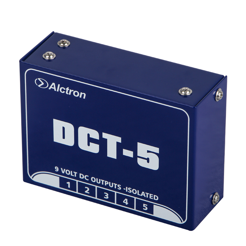 FUENTE DE ALIMENTACION ALCTRON, 5 CONECTORES 9V, 50mA, PARA PEDALES, MATERIAL DE METAL ROBUSTA, COLOR AZUL