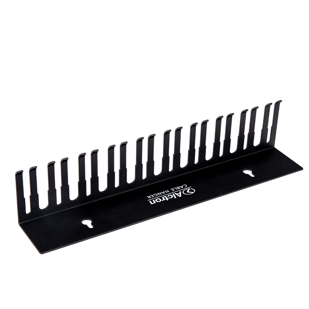 COLGADOR DE CABLES ALCTRON, PARA INSTALACION EN PARED, 19 ESPACIOS, COLOR NEGRO
