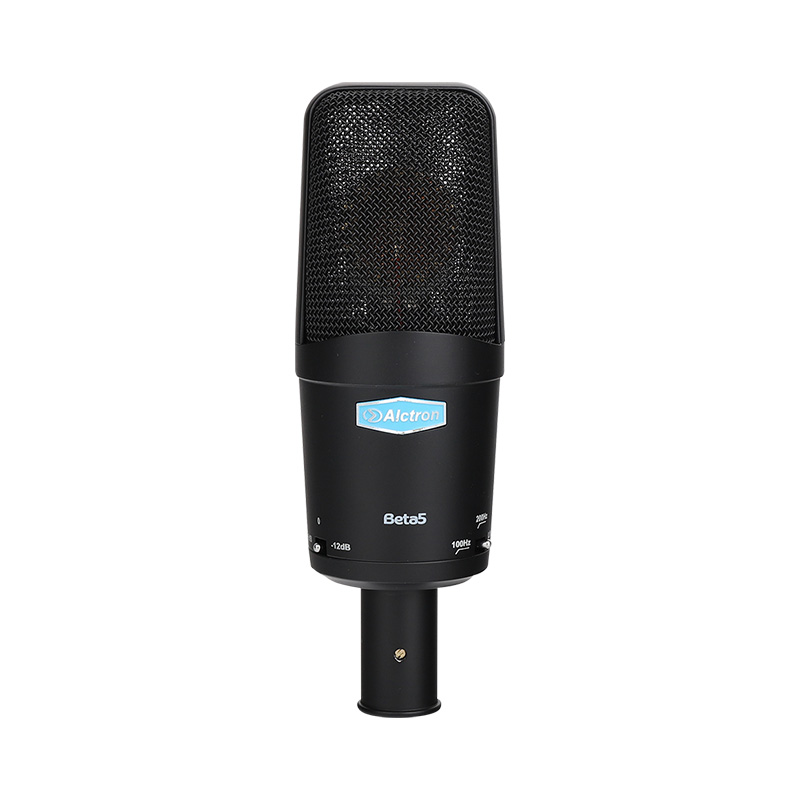 MICROFONO DE CONDENSADOR FET ALCTRON, DE GRAN DIAFRAMA 34MM, CON SOPORTE DE ORO, 20 Hz-20 kHz, ATENUADOR DE CORTE DE BAJOS Y SENSIBILIDAD
