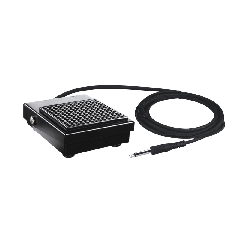 PEDAL DE SOSTENIDO (SUSTAIN) PARA TECLADO ALCTRON, VERSION PEQUEÑA, CUADRADA, ESTRUCTURA METALICA, CON INTERRUPTOR DE POLARIDAD, COLOR NEGRO