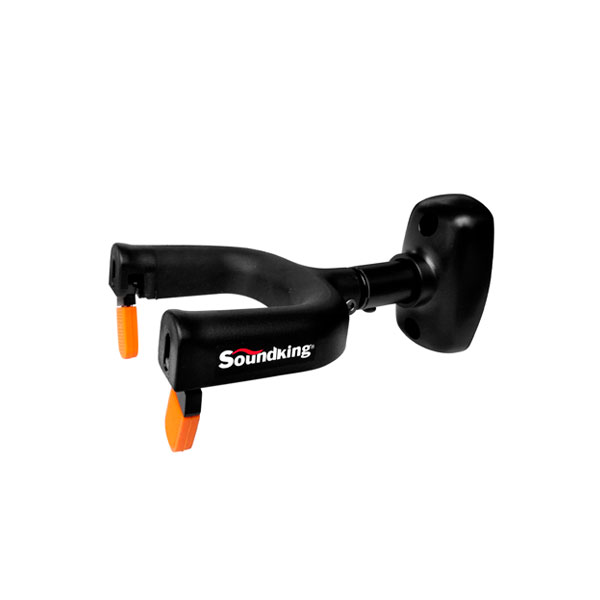 SOPORTE DE GUITARRA PARA PARED SOUNDKING, CON SISTEMA DE AUTO-AGARRE, BASE RECTANGULAR, COLOR NEGRO