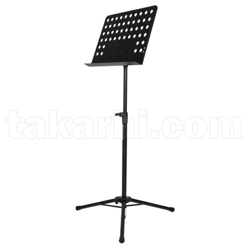 PEDESTAL PARA PARTITURAS (ATRIL) SOUNDKING, AJUSTABLE HASTA 1.34 M, PANEL PERFORADO, COLOR NEGRO
