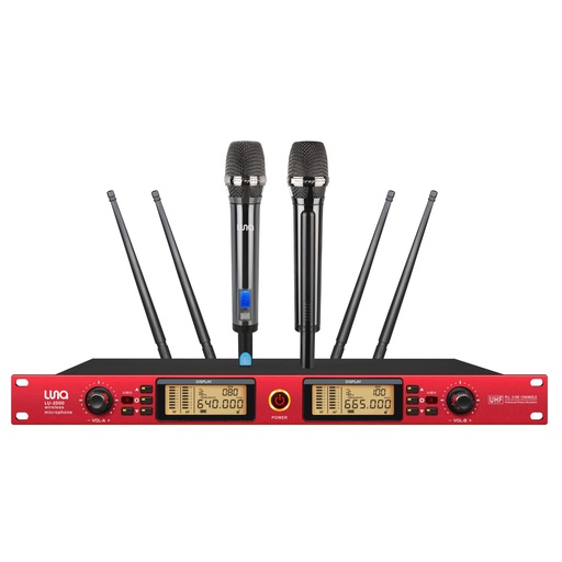 [LU-2000] SISTEMA MICROFONO DOBLE INALAMBRICO LUNA, DINAMICO, DIGITAL, DE MANO, CON RECEPTOR, 1000 METROS DE ALCANCE MAXIMO