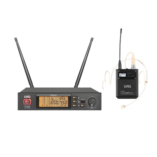 [LU-90D] SISTEMA MICROFONO INALAMBRICO LUNA, DINAMICO, DIGITAL, DE DIADEMA, COLOR PIEL, CON RECEPTOR, 200 METROS DE ALCANCE MAXIMO