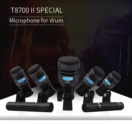 [T8700II] SET DE 7 MICROFONOS ALCTRON, PARA BATERIA, INCLUYE CLIPS Y HARD CASE