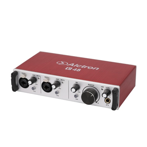 [U48] INTERFAZ DE AUDIO ALCTRON, DOBLE CANAL,  20 Hz 20 kHz, 24 BITS/192 kHz, USB, COLOR ROJO