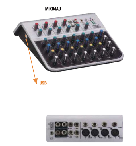[MIX04AU] MEZCLADORA PASIVA SOUNDKING, (CONSOLA ANALOGA) 8 ENTRADAS (4 XLR) (4 PLUG MONO), 5 SALIDAS (1 AUX) (STEREO L/R) (GROUP L/R), RCA IN/OUT, 48V+, USB INTERFACE