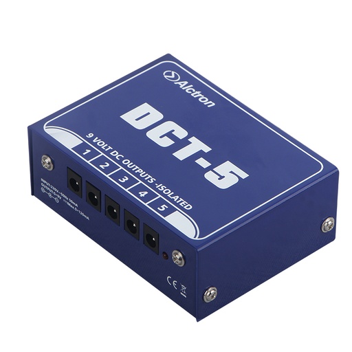 [DCT-5] FUENTE DE ALIMENTACION ALCTRON, 5 CONECTORES 9V, 50mA, PARA PEDALES, MATERIAL DE METAL ROBUSTA, COLOR AZUL